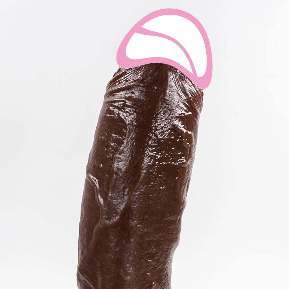 Long Dildo Réaliste Noir avec Ventouse - Plug Anal XXL en Forme de Gros Phallus | Sextoy Homme et Femme