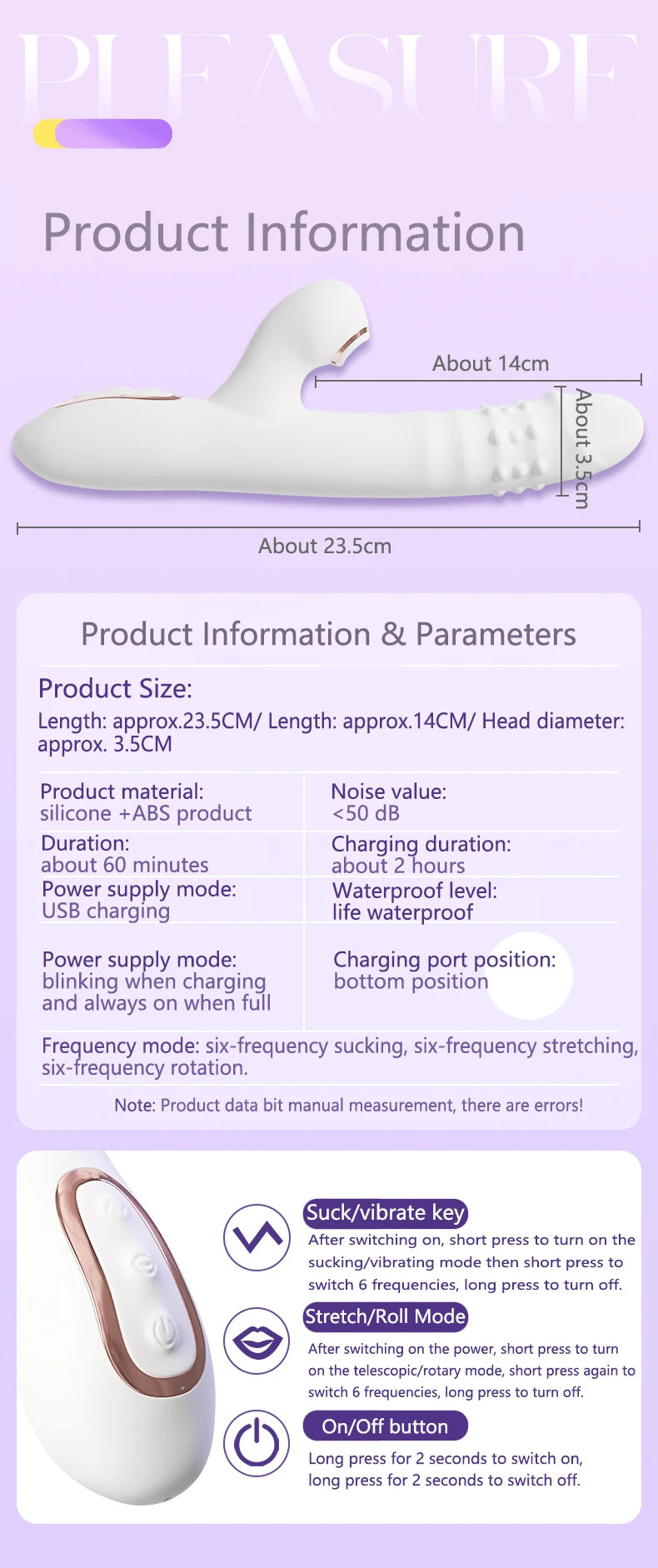 Vibromasseur Va-et-Vient avec Vibration, Succion et Léchage