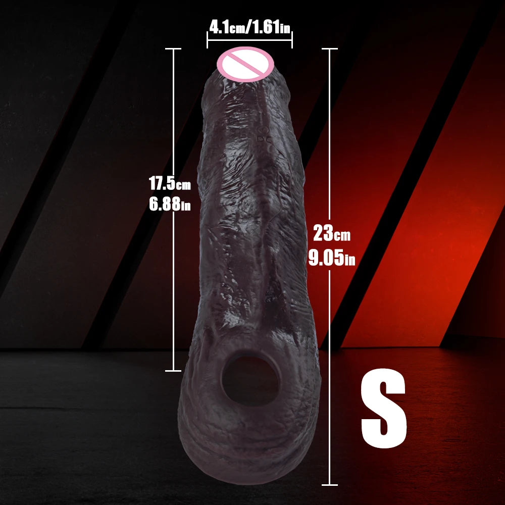 Penis Cock Sleeve Male Sex Toy Penis Enlarger Extender for Men Realistic Dildo Penis Ring to Lock the Sperm Male Penis Training