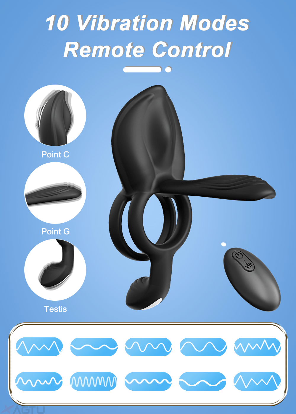 Cock Ring Vibrant pour Hommes - Retard d’Éjaculation | Stimulation du Clitoris, Point G et Anal | Sextoy Couple