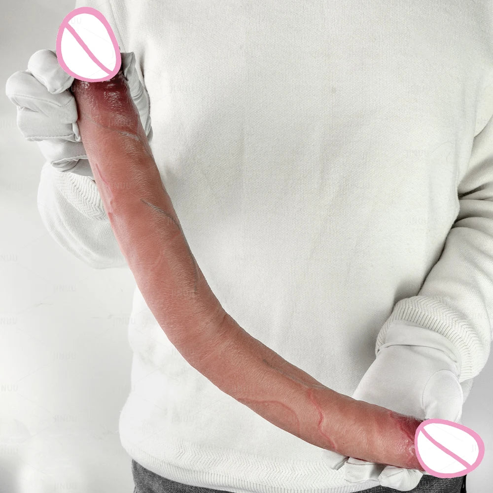 Double Dildo Réaliste 48,5 cm – Sextoy Long en Silicone Liquide pour Stimulation Vaginale et Anale, Usage en Couple ou Solo