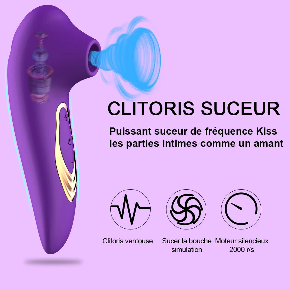"Vibrateur suceur clitoridien – Stimule le point G, les tétons et le clitoris pour un plaisir intense. Masturbateur érotique conçu pour le plaisir féminin."