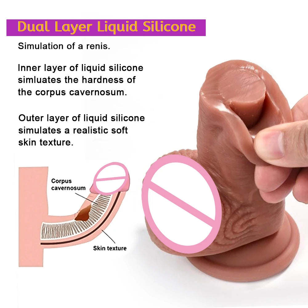 Godemichet Réaliste à Veines Apparentes - Double Silicone Souple - Gros Pénis avec Ventouse - Sextoy Anal et Vaginal pour Homme et Femme