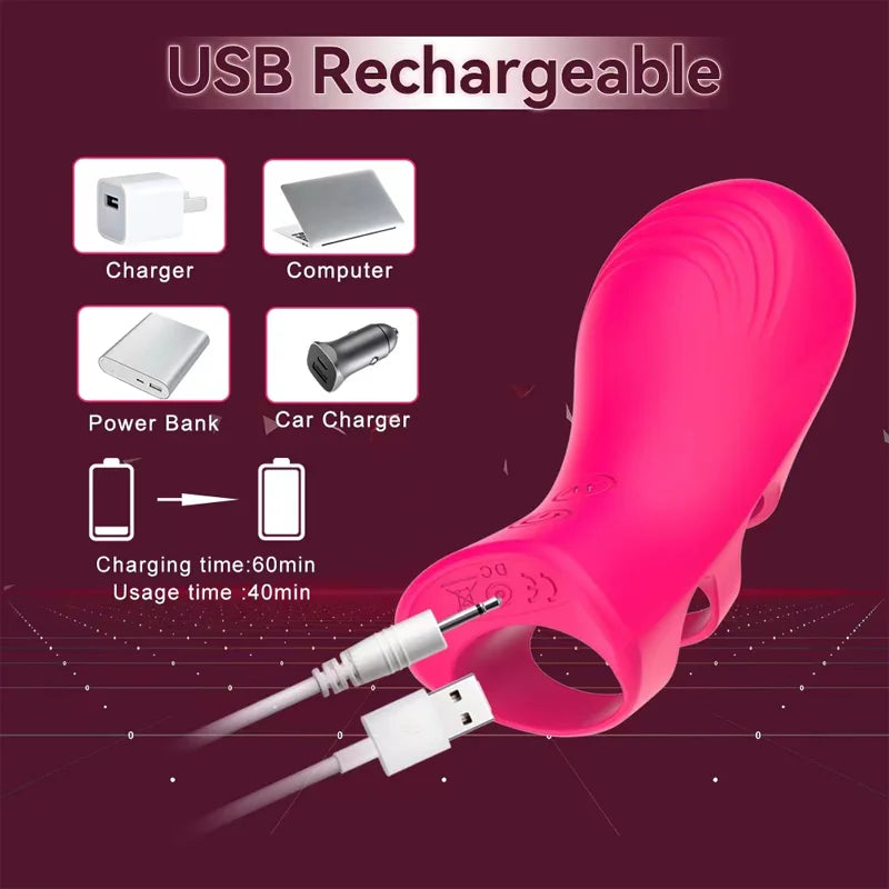Vibrateur Doigt 10 Modes - Stimulateur Point G et Clitoris - Sextoy Féminin pour Masturbation et Jeux de Couple - Œuf Vibrant