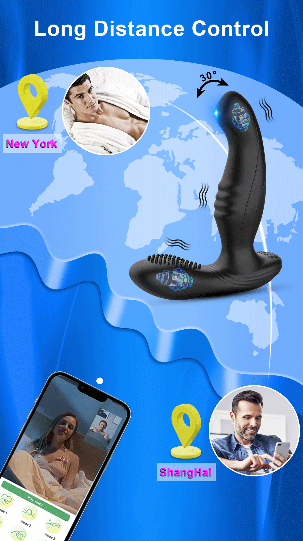 Stimulateur Prostatique Vibrant Connecté - Plug Anal Télécommandé par Application - Sextoy Homme pour Stimulation de la Prostate et Jeux de Couple