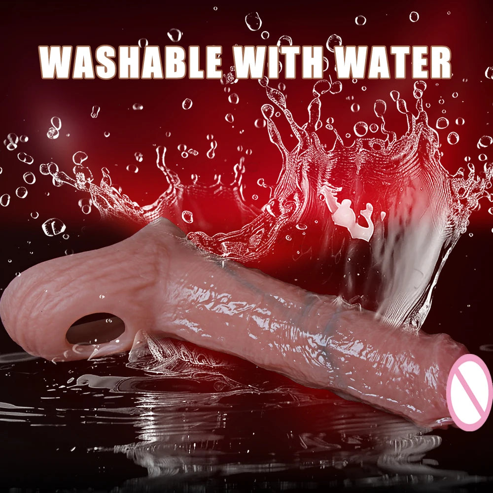 Penis Cock Sleeve Male Sex Toy Penis Enlarger Extender for Men Realistic Dildo Penis Ring to Lock the Sperm Male Penis Training