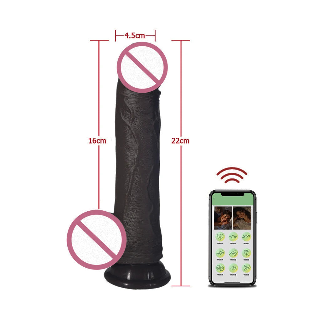 Gode Réaliste Téléscopique Vibrant Chauffant – Contrôle à Distance via Appli