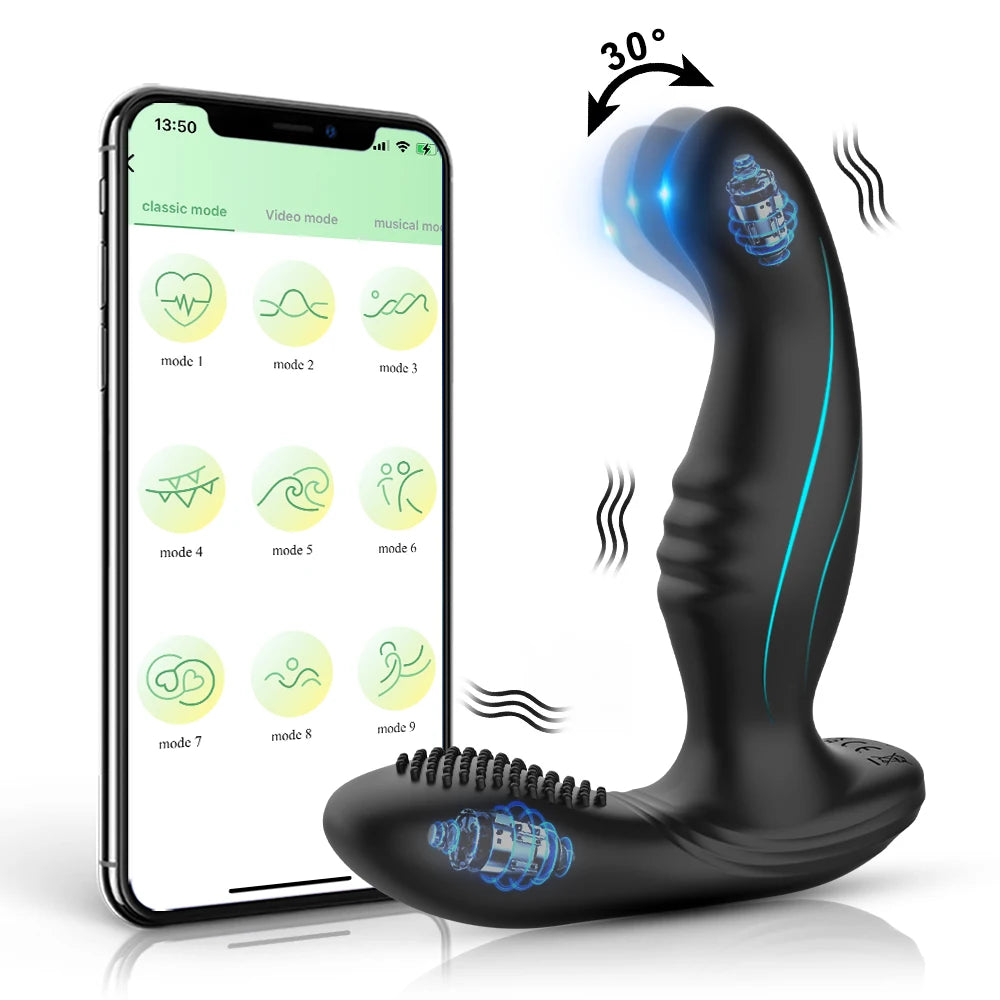 Stimulateur Prostatique Vibrant Connecté - Plug Anal Télécommandé par Application - Sextoy Homme pour Stimulation de la Prostate et Jeux de Couple