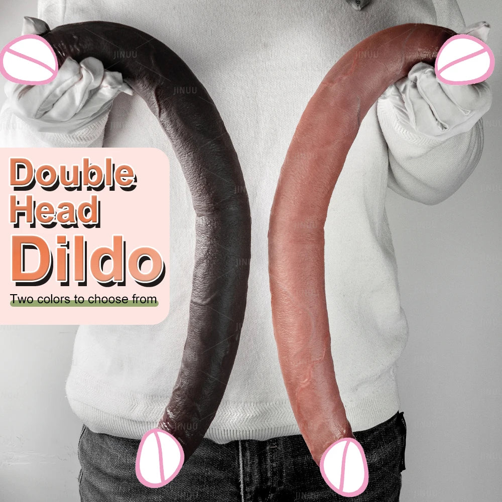 Double Dildo Réaliste 48,5 cm – Sextoy Long en Silicone Liquide pour Stimulation Vaginale et Anale, Usage en Couple ou Solo