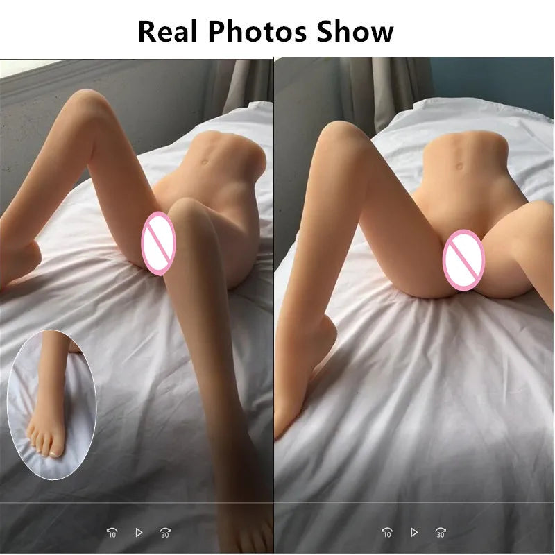 Sex Doll Demi-Corps Féminin Réaliste – Torse avec Jambes en Silicone, Double Orifice Vaginal et Anal, Squelette Métallique Intégré
