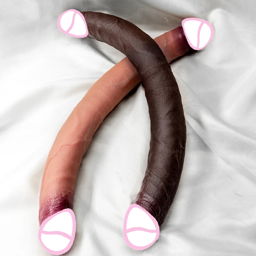 Double Dildo Réaliste 48,5 cm – Sextoy Long en Silicone Liquide pour Stimulation Vaginale et Anale, Usage en Couple ou Solo