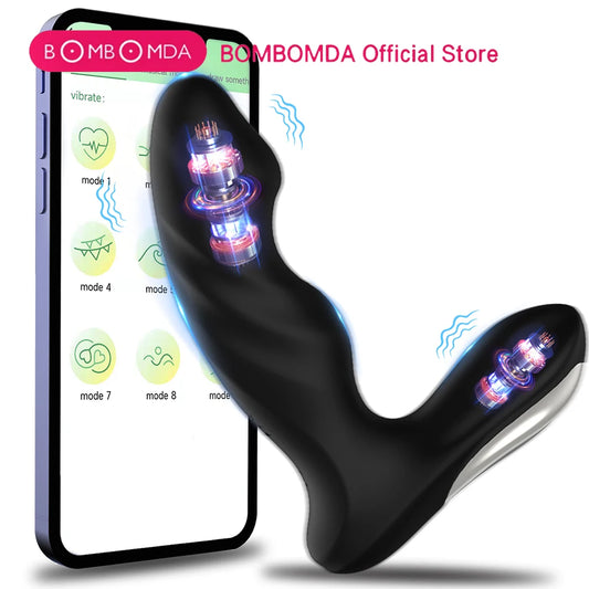 Stimulateur de Prostate Rotatif pour Homme – Vibromasseur Anal Connecté Bluetooth avec Télécommande Sans Fil