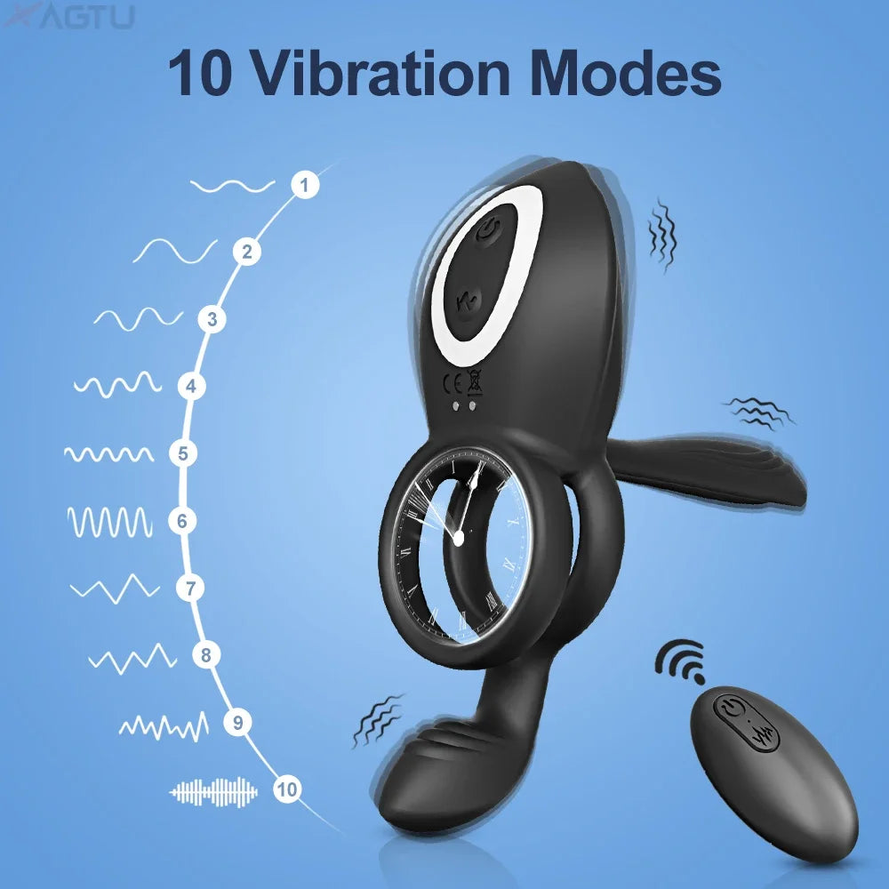 Cock Ring Vibrant pour Hommes - Retard d’Éjaculation | Stimulation du Clitoris, Point G et Anal | Sextoy Couple