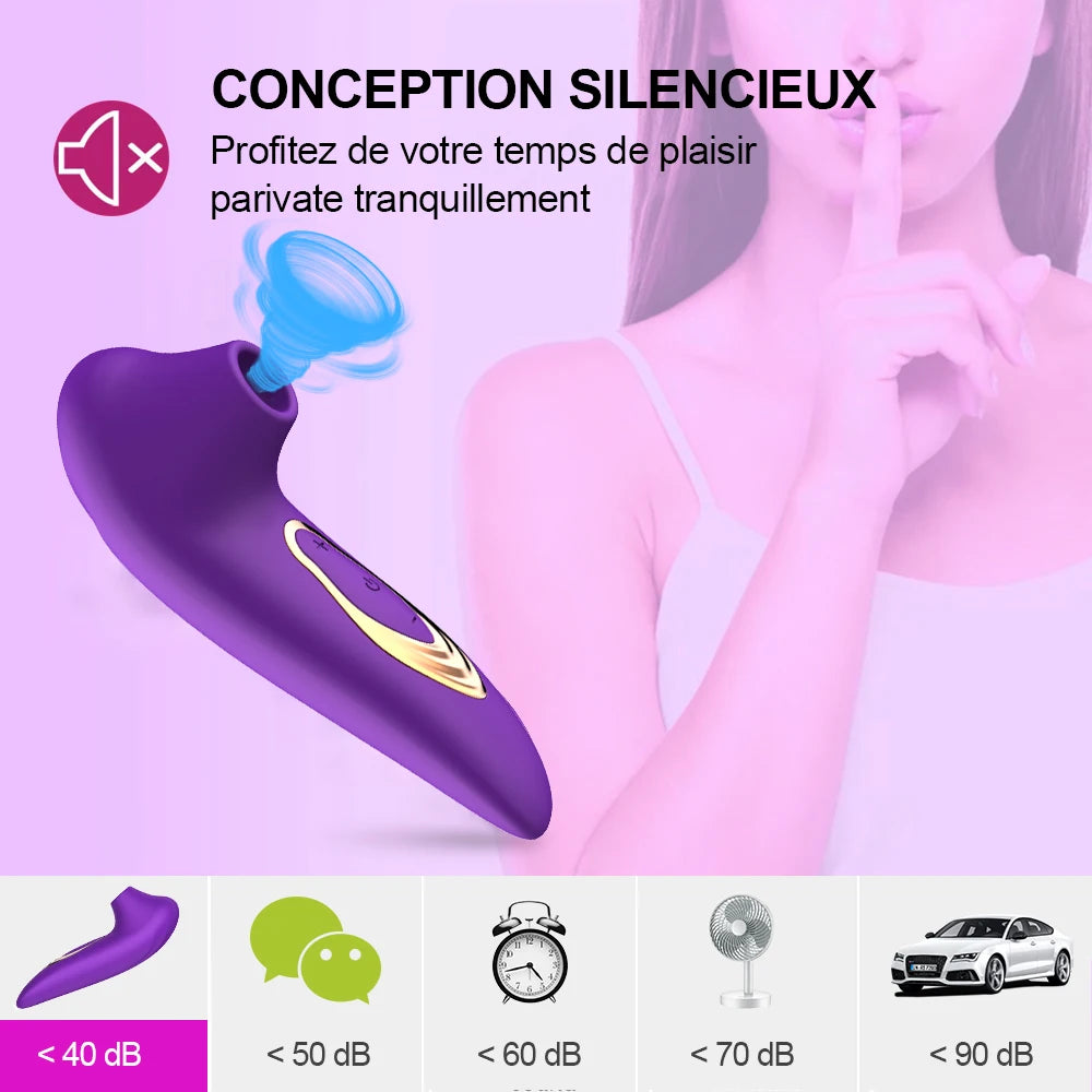 "Vibrateur suceur clitoridien – Stimule le point G, les tétons et le clitoris pour un plaisir intense. Masturbateur érotique conçu pour le plaisir féminin."