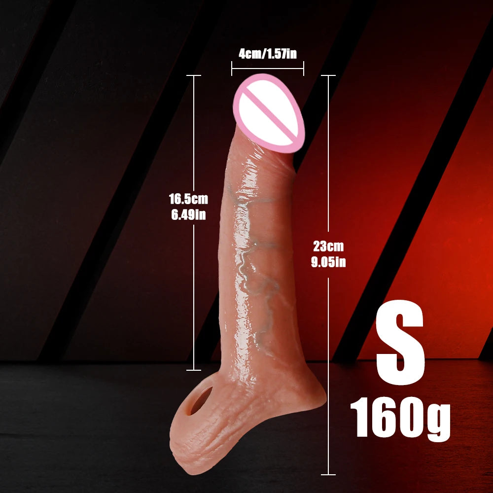 Penis Cock Sleeve Male Sex Toy Penis Enlarger Extender for Men Realistic Dildo Penis Ring to Lock the Sperm Male Penis Training