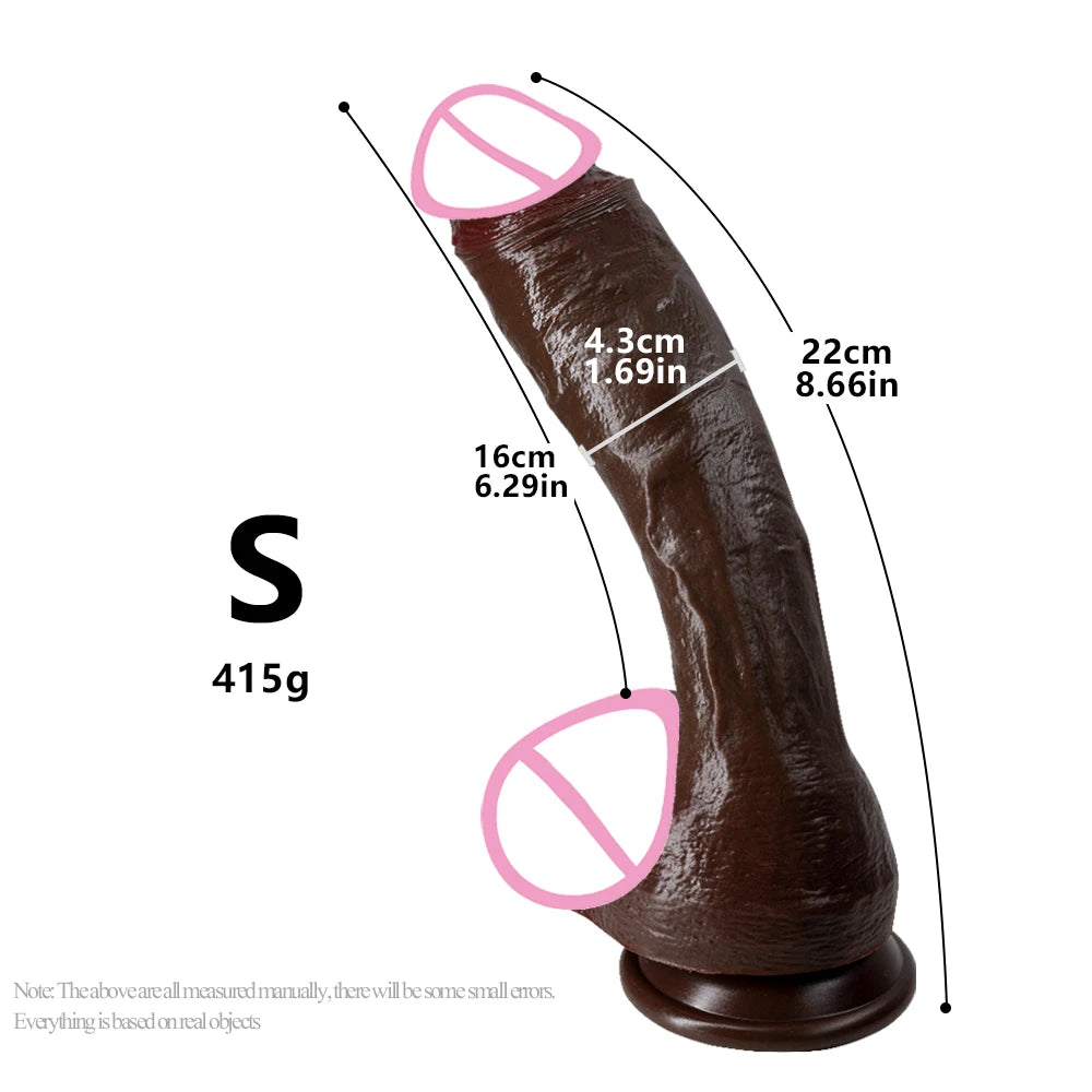 Long Dildo Réaliste Noir avec Ventouse - Plug Anal XXL en Forme de Gros Phallus | Sextoy Homme et Femme