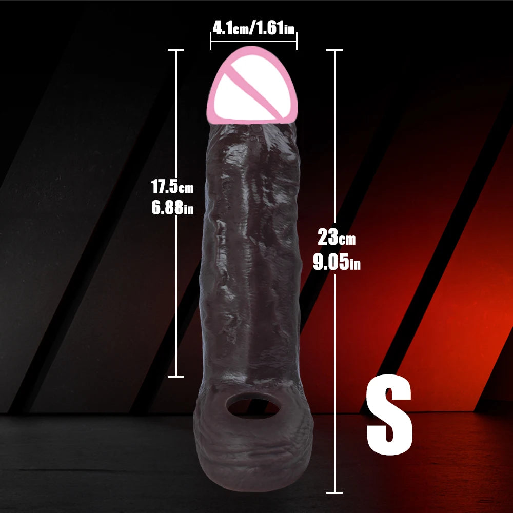 Penis Cock Sleeve Male Sex Toy Penis Enlarger Extender for Men Realistic Dildo Penis Ring to Lock the Sperm Male Penis Training