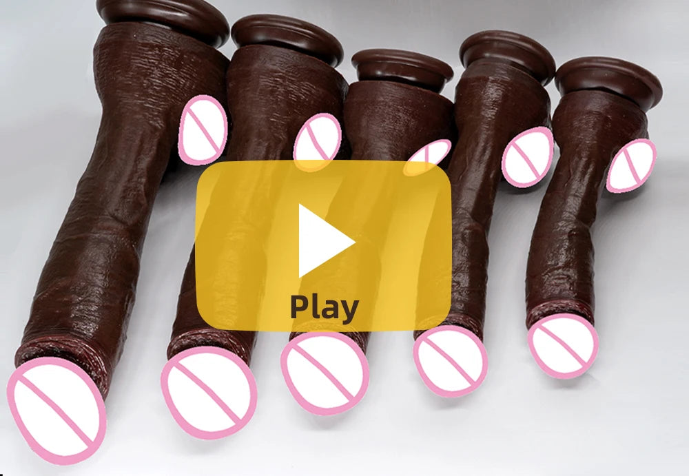 Long Dildo Réaliste Noir avec Ventouse - Plug Anal XXL en Forme de Gros Phallus | Sextoy Homme et Femme