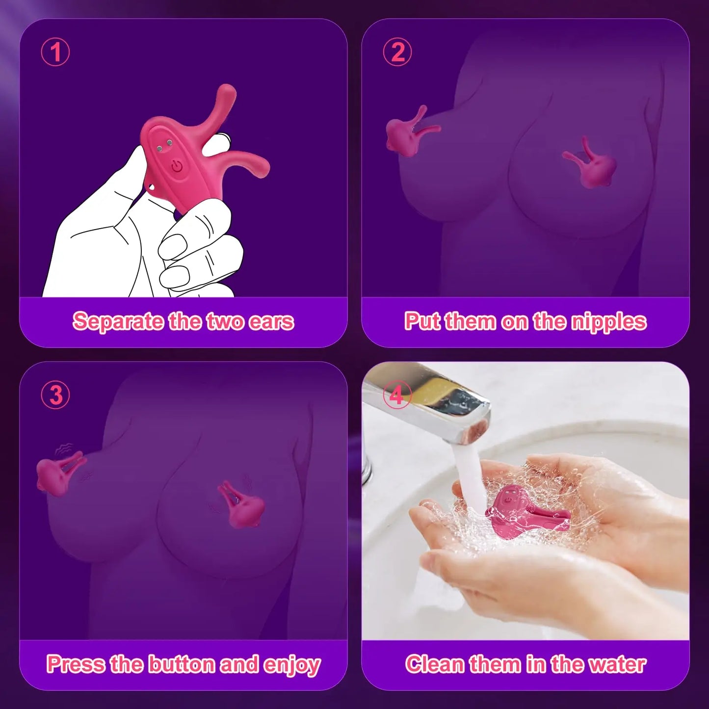 Pinces Vibrantes pour Seins - 9 Modes de Vibration - Stimulation Magnétique des Tétons - Accessoire Érotique BDSM pour Femmes et Couples