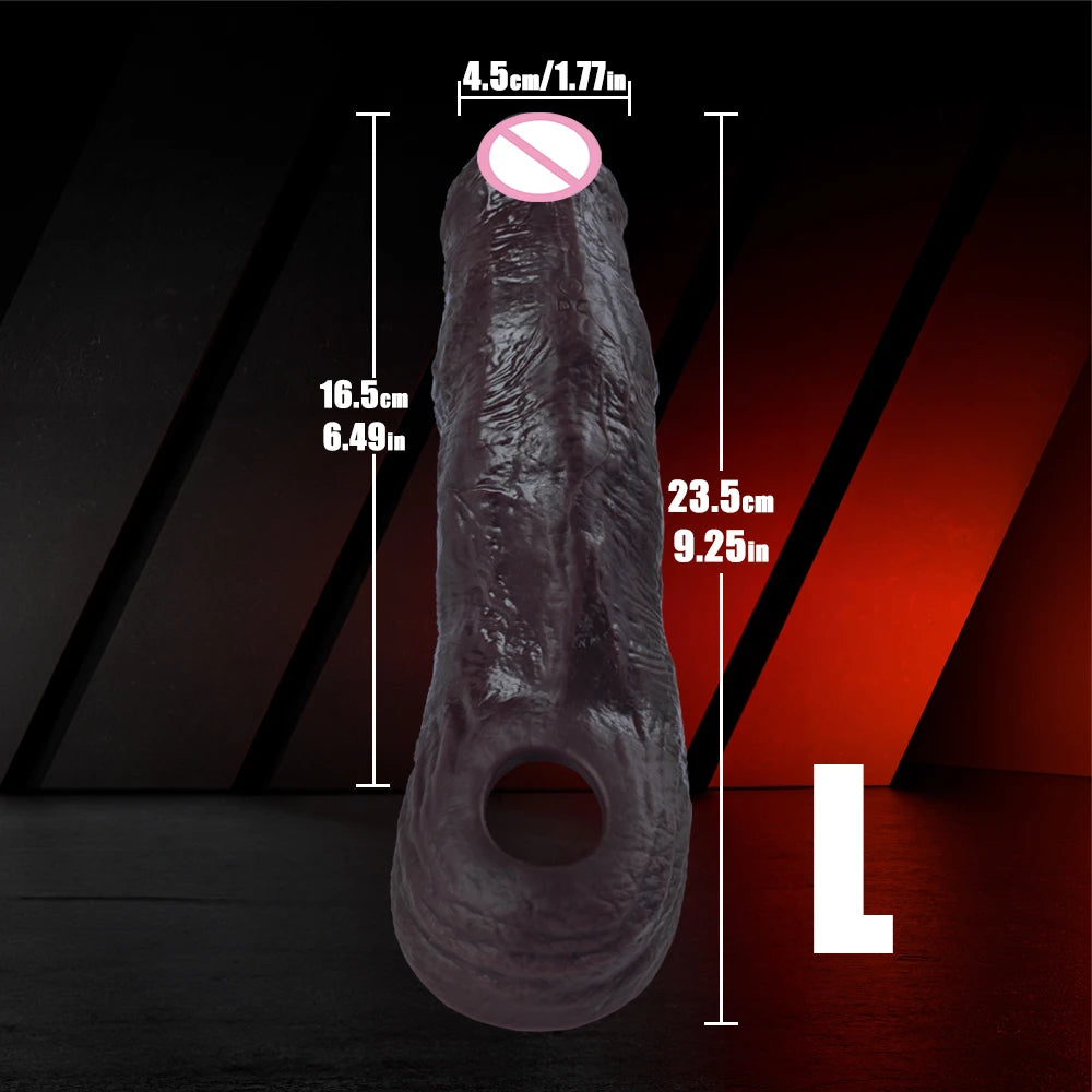 Penis Cock Sleeve Male Sex Toy Penis Enlarger Extender for Men Realistic Dildo Penis Ring to Lock the Sperm Male Penis Training