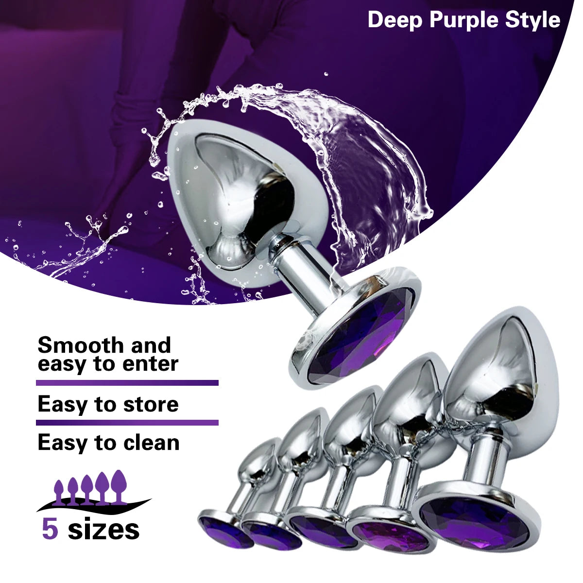Plug Anal Métallique avec Base Bijou - | 5 Tailles Disponibles