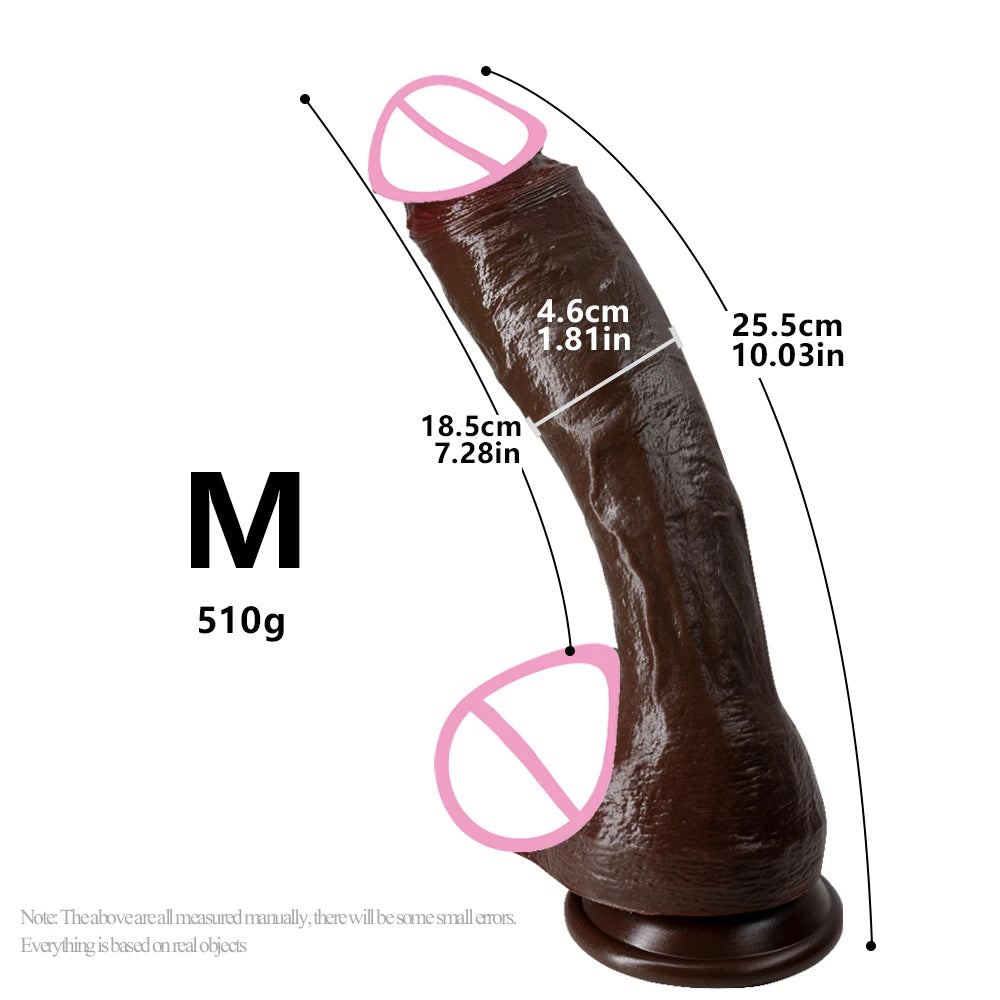 Long Dildo Réaliste Noir avec Ventouse - Plug Anal XXL en Forme de Gros Phallus | Sextoy Homme et Femme
