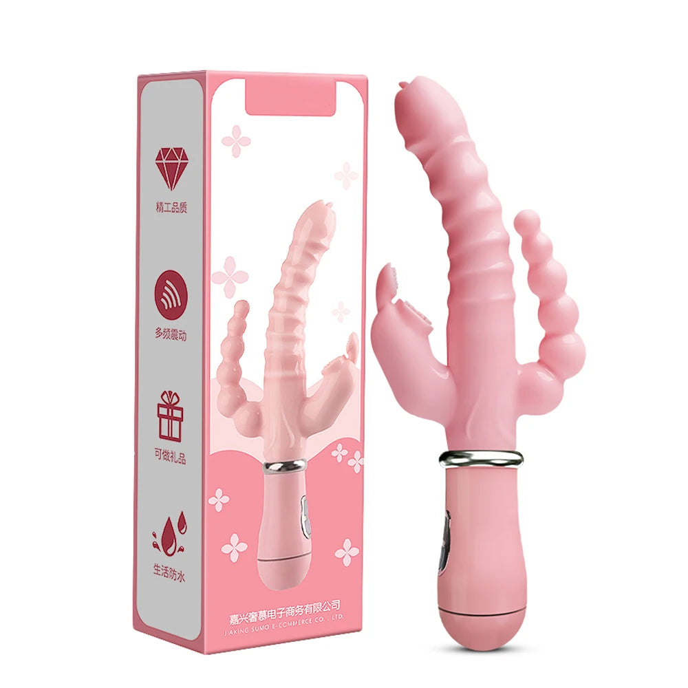 LickLip 3 en 1 – Vibromasseur Rabbit avec Fonction Léchage de Langue, Double Tige et Stimulation Triple | Sextoy Haute Précision pour Femme