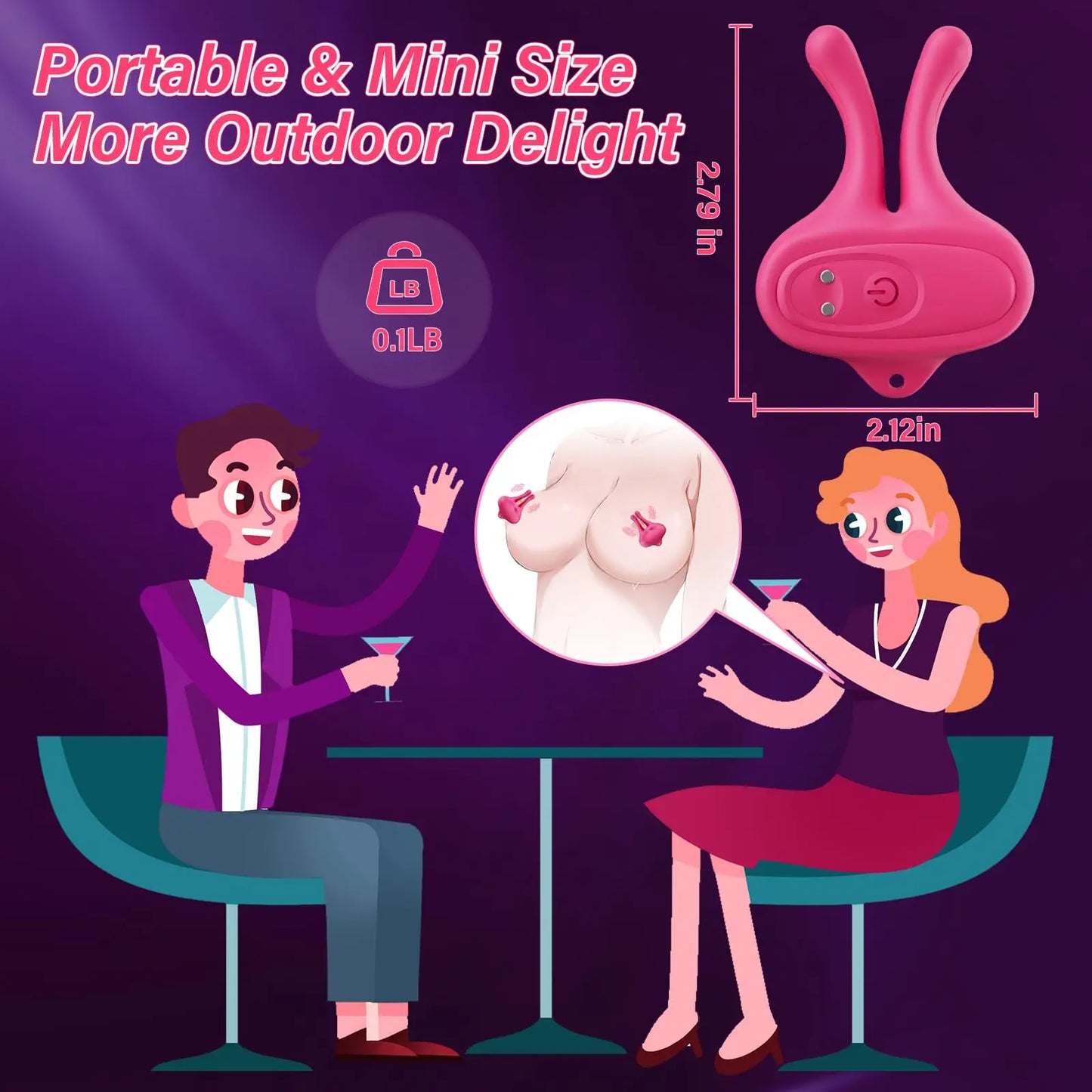 Pinces Vibrantes pour Seins - 9 Modes de Vibration - Stimulation Magnétique des Tétons - Accessoire Érotique BDSM pour Femmes et Couples