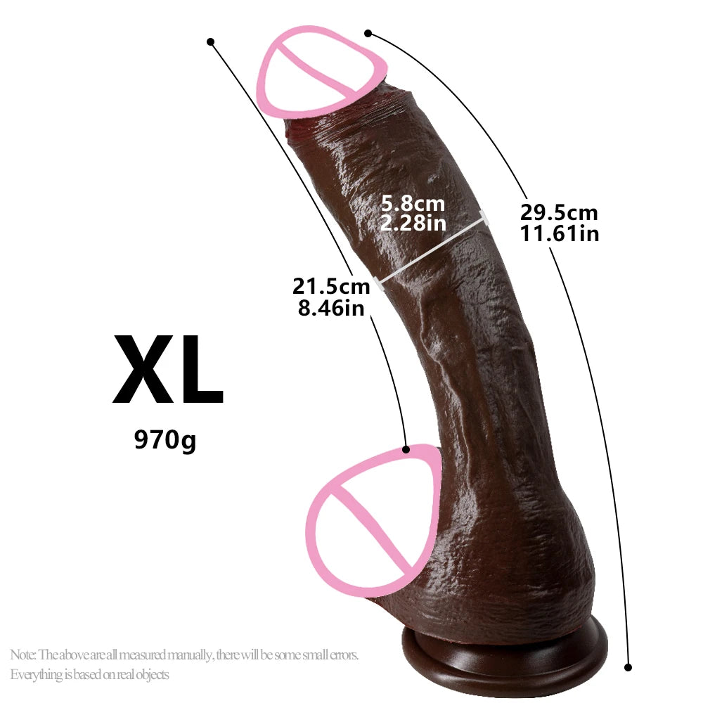 Long Dildo Réaliste Noir avec Ventouse - Plug Anal XXL en Forme de Gros Phallus | Sextoy Homme et Femme