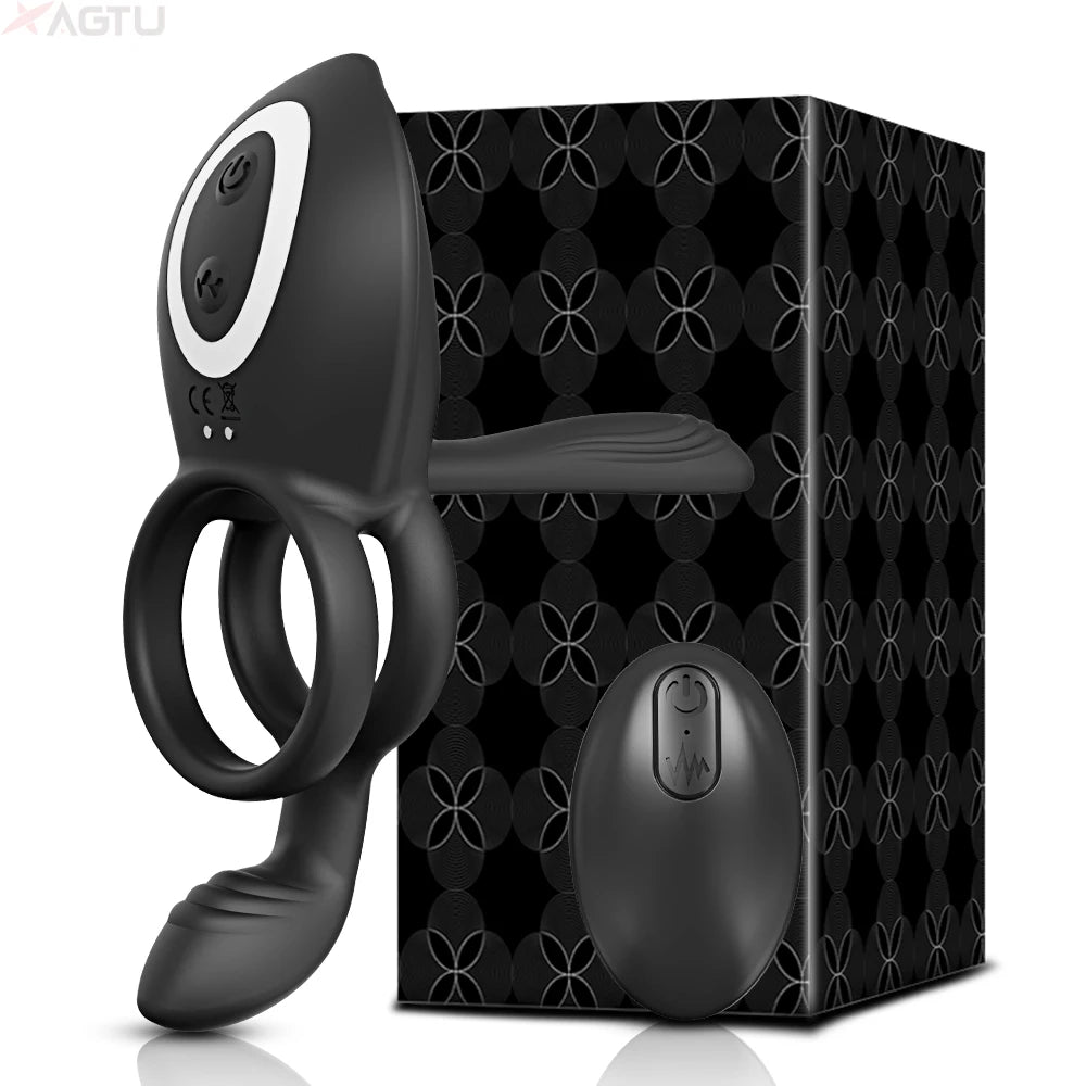 Cock Ring Vibrant pour Hommes - Retard d’Éjaculation | Stimulation du Clitoris, Point G et Anal | Sextoy Couple