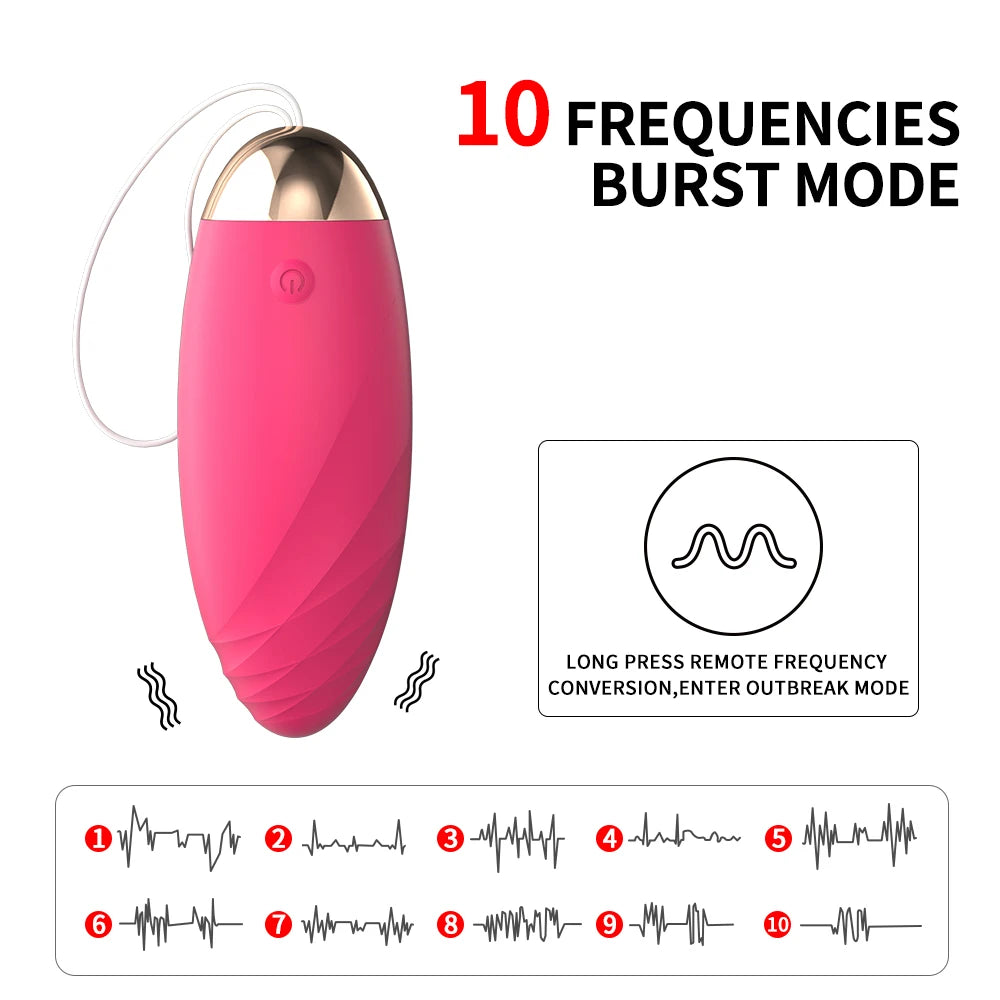 Boule de Massage Vaginale Vibrante – 10 Vitesses avec Télécommande Sans Fil