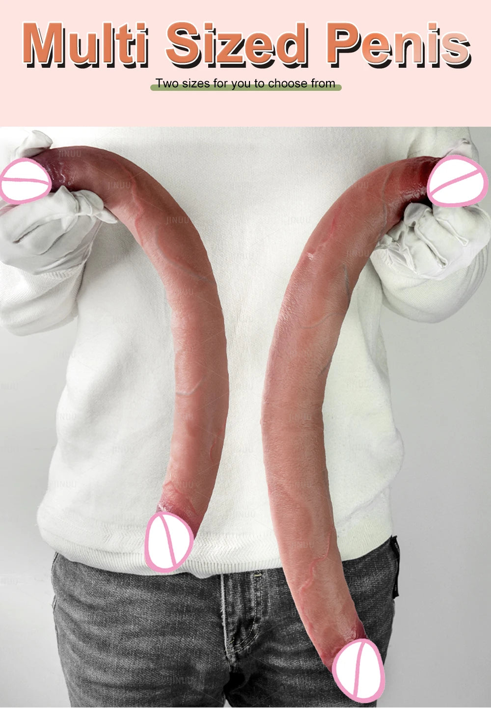 Double Dildo Réaliste 48,5 cm – Sextoy Long en Silicone Liquide pour Stimulation Vaginale et Anale, Usage en Couple ou Solo