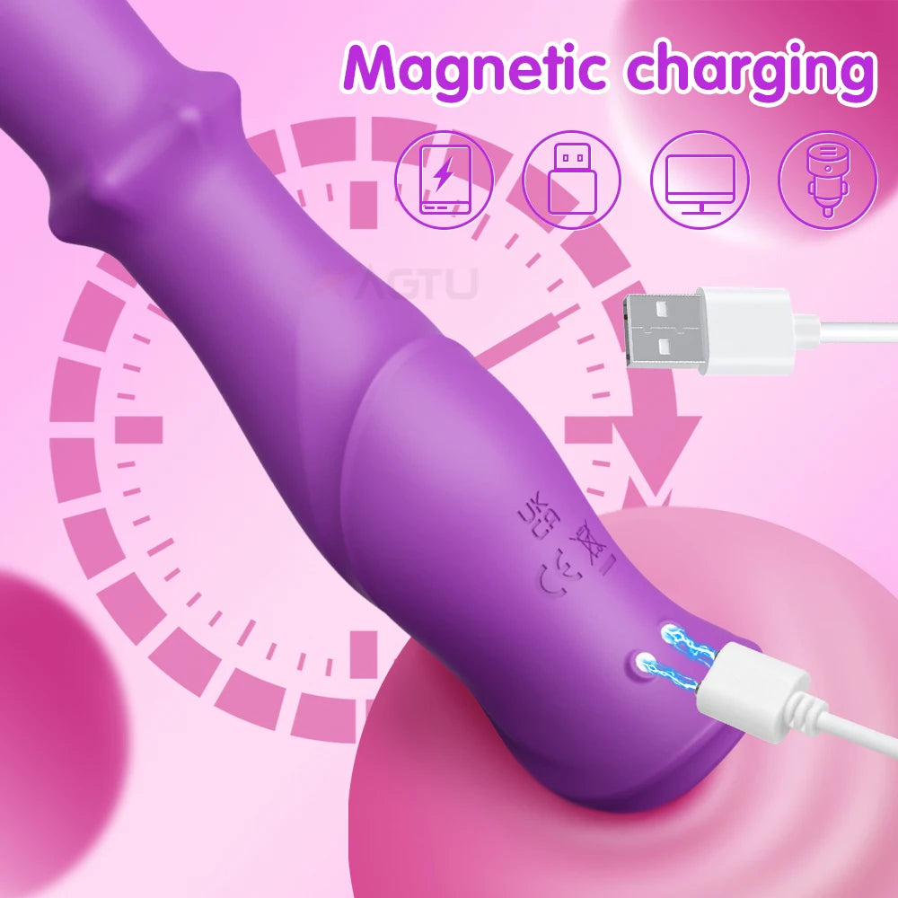 Vibromasseur Télescopique 3-en-1 – Stimulation Point G, Clitoris & Vaginale ✨ Laissez-vous emporter par une vague de plaisir profond et précis.
