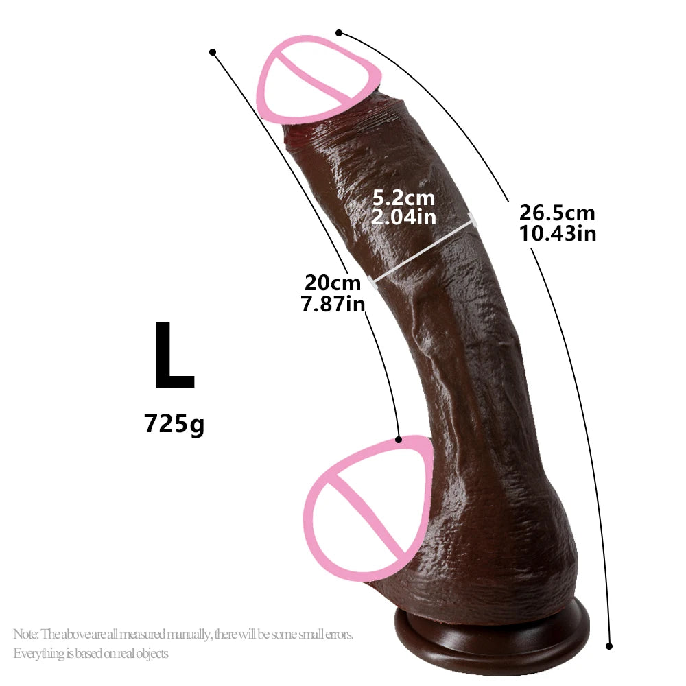Long Dildo Réaliste Noir avec Ventouse - Plug Anal XXL en Forme de Gros Phallus | Sextoy Homme et Femme