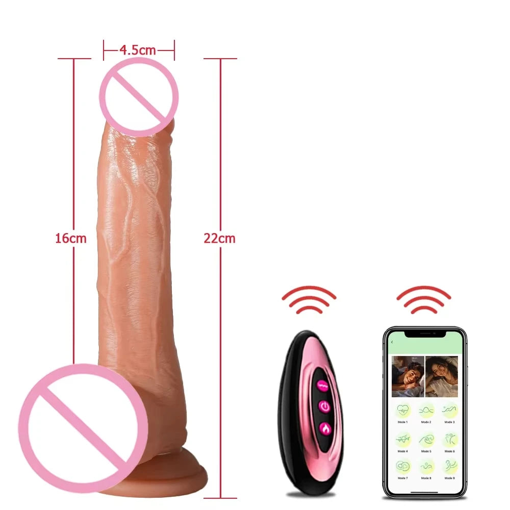 Gode Réaliste Téléscopique Vibrant Chauffant – Contrôle à Distance via Appli
