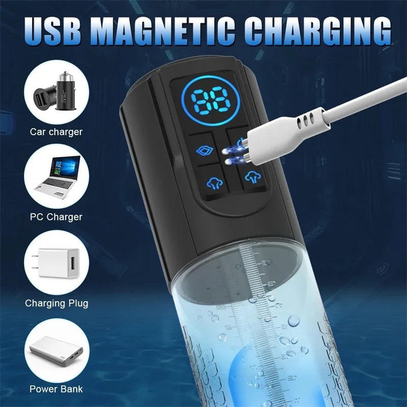 Pompe à Pénis Électrique Étanche IPX7 – Agrandisseur Masculin Automatique et Stimulation Érectile