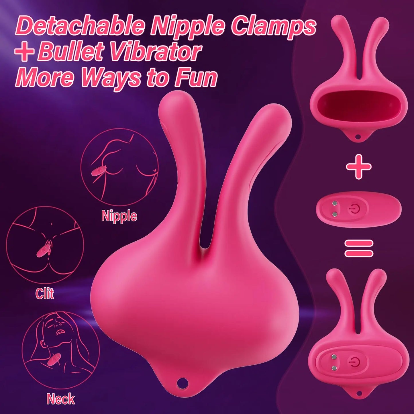 Pinces Vibrantes pour Seins - 9 Modes de Vibration - Stimulation Magnétique des Tétons - Accessoire Érotique BDSM pour Femmes et Couples