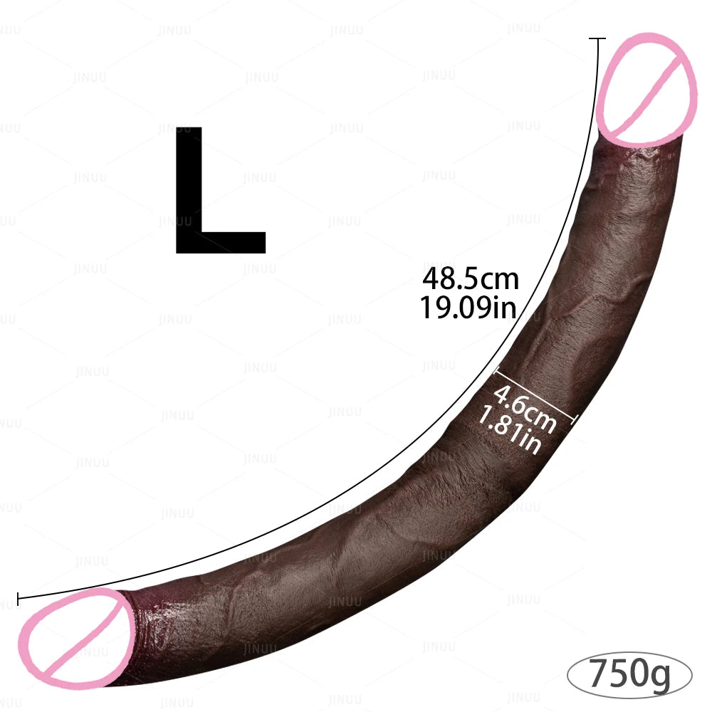 Double Dildo Réaliste 48,5 cm – Sextoy Long en Silicone Liquide pour Stimulation Vaginale et Anale, Usage en Couple ou Solo