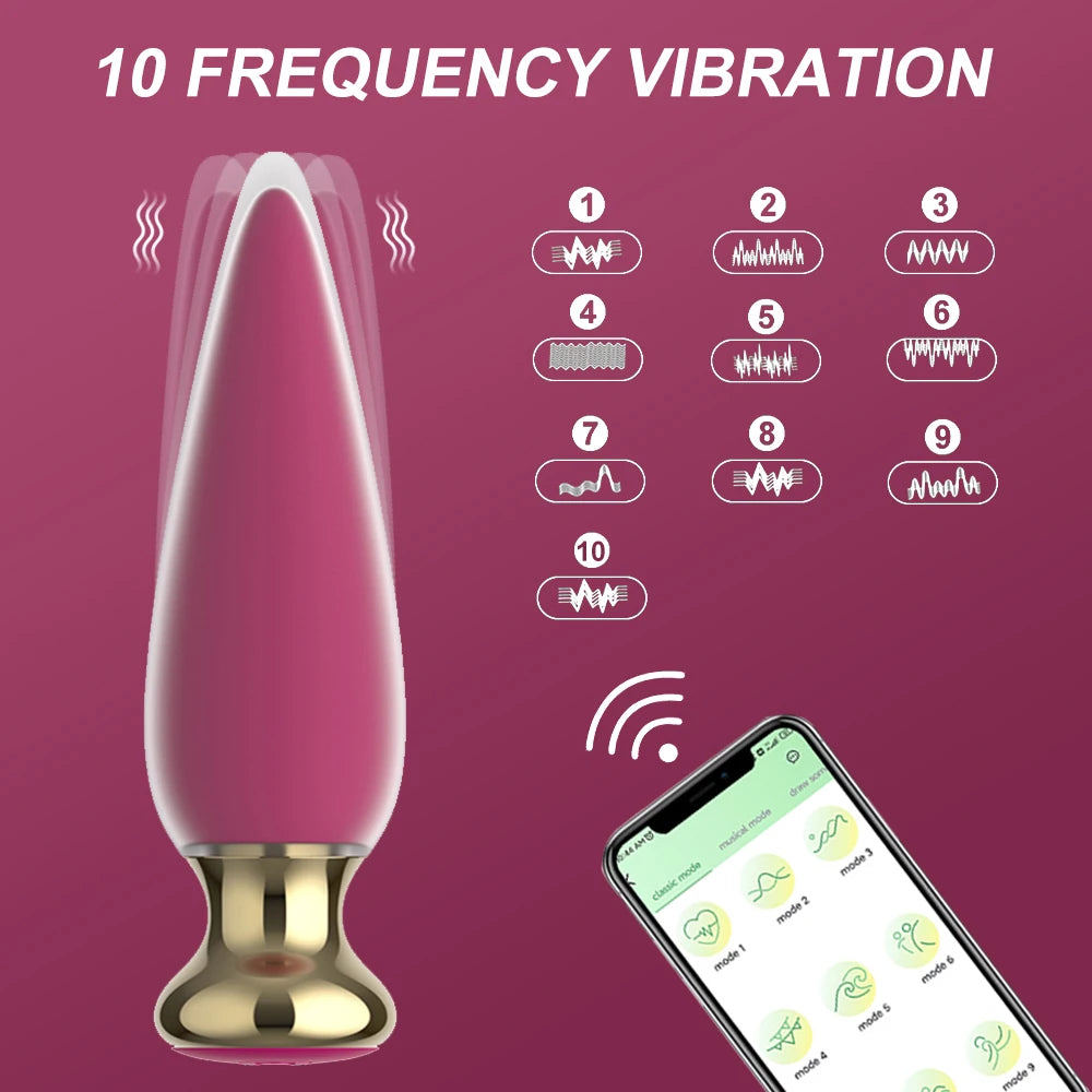 Plug Anal Vibrant Bluetooth - Télécommande via Application - Sextoy Unisexe Sans Fil pour Stimulation du Point G et Prostate - Compatible Homme/Femme