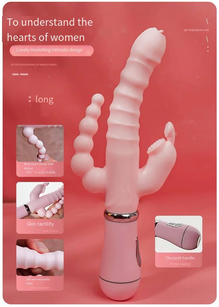 LickLip 3 en 1 – Vibromasseur Rabbit avec Fonction Léchage de Langue, Double Tige et Stimulation Triple | Sextoy Haute Précision pour Femme