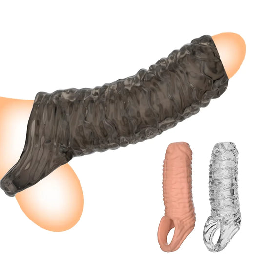 Gaine Pénienne Réaliste avec Anneau – Extenseur de Pénis et Retardateur d’Éjaculation Réutilisable