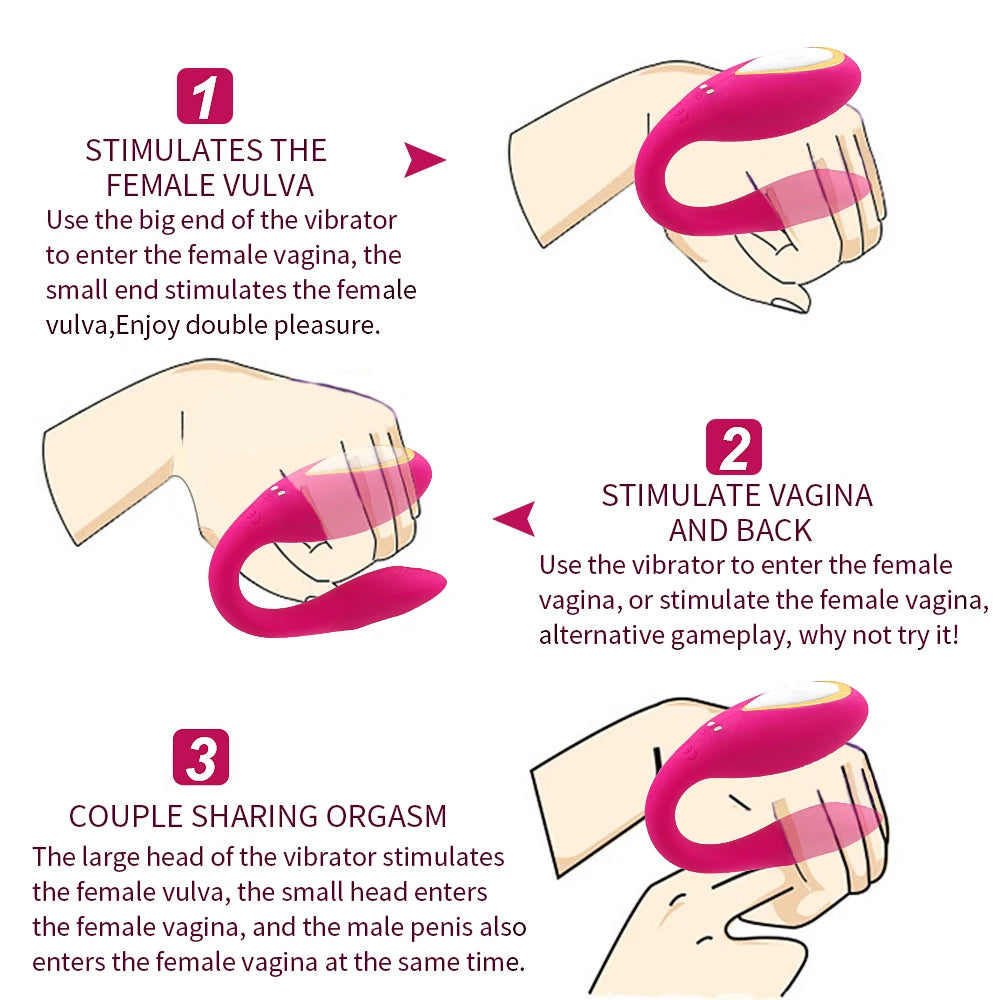 Vibromasseur Connecté 10 Modes – Port Discret en U, Télécommande Sans Fil, Stimulation du Point G pour Femme & Couple