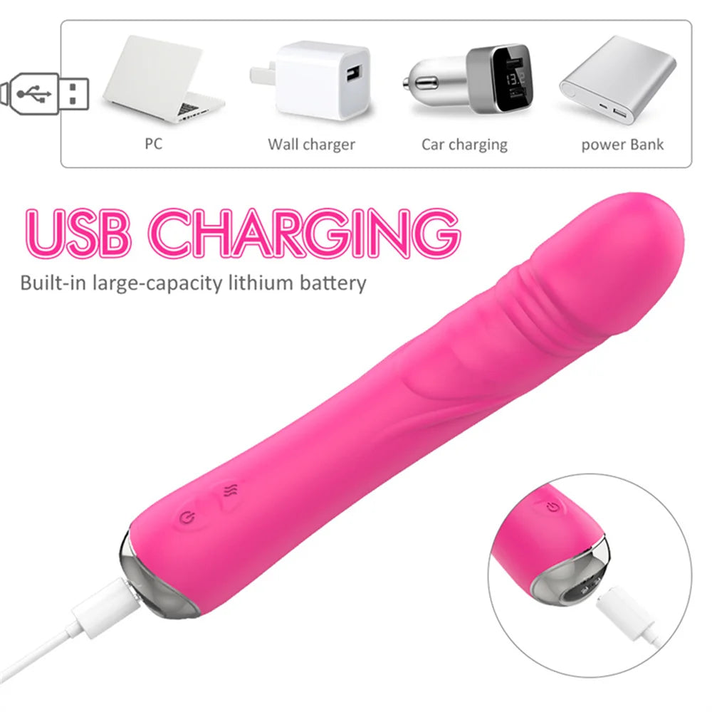 Baguette Vibrante Puissante en Silicone – Stimulateur Clitoridien et Vaginal – Vibromasseur G-Spot à Orgasme Rapide
