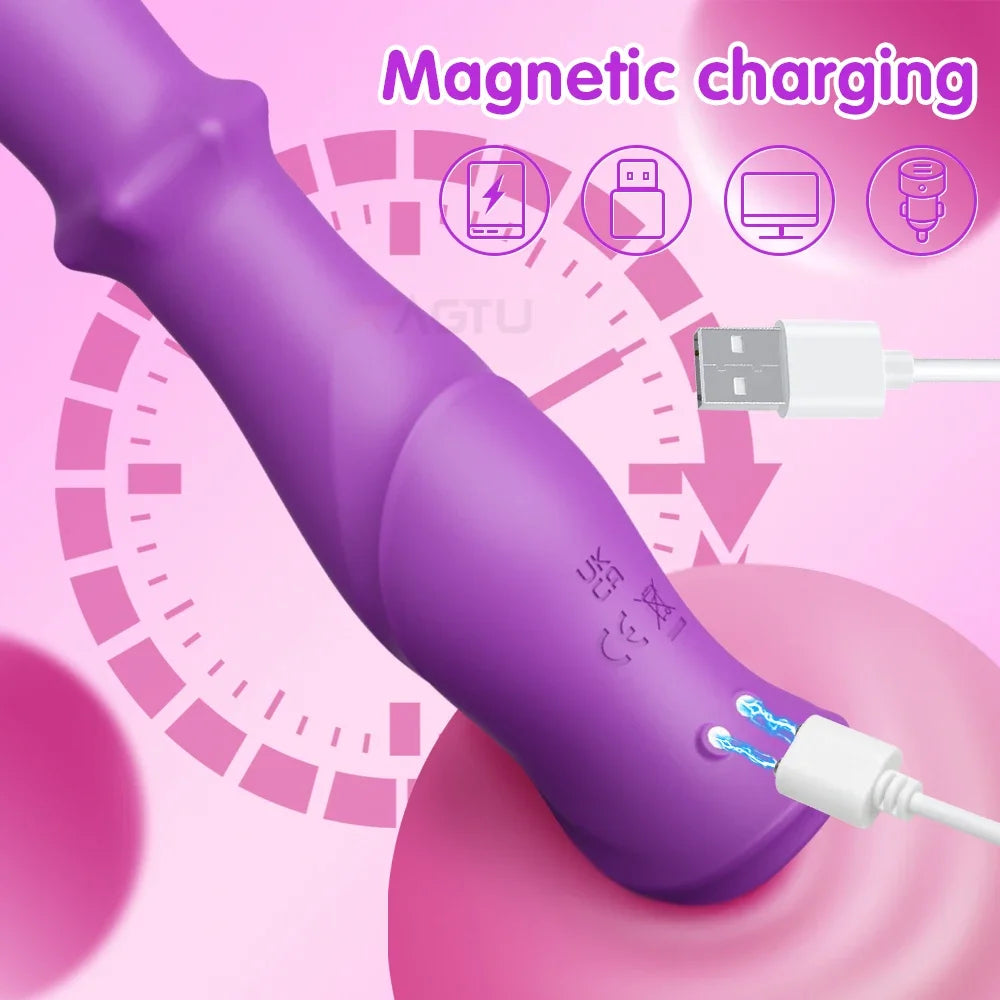 Vibromasseur Télescopique 3-en-1 – Stimulation Point G, Clitoris & Vaginale ✨ Laissez-vous emporter par une vague de plaisir profond et précis.