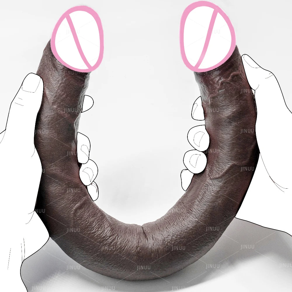 Double Dildo Réaliste 48,5 cm – Sextoy Long en Silicone Liquide pour Stimulation Vaginale et Anale, Usage en Couple ou Solo