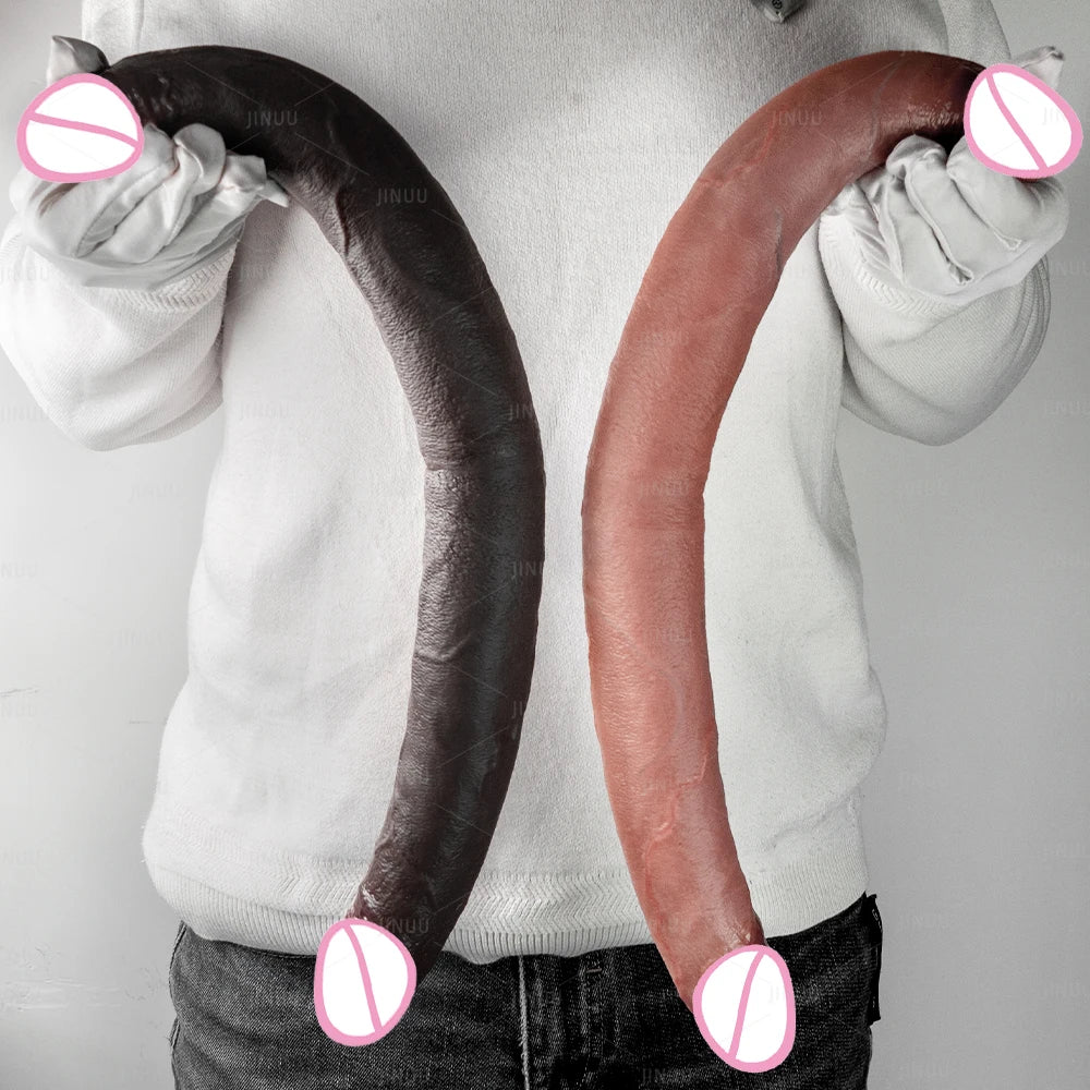 Double Dildo Réaliste 48,5 cm – Sextoy Long en Silicone Liquide pour Stimulation Vaginale et Anale, Usage en Couple ou Solo