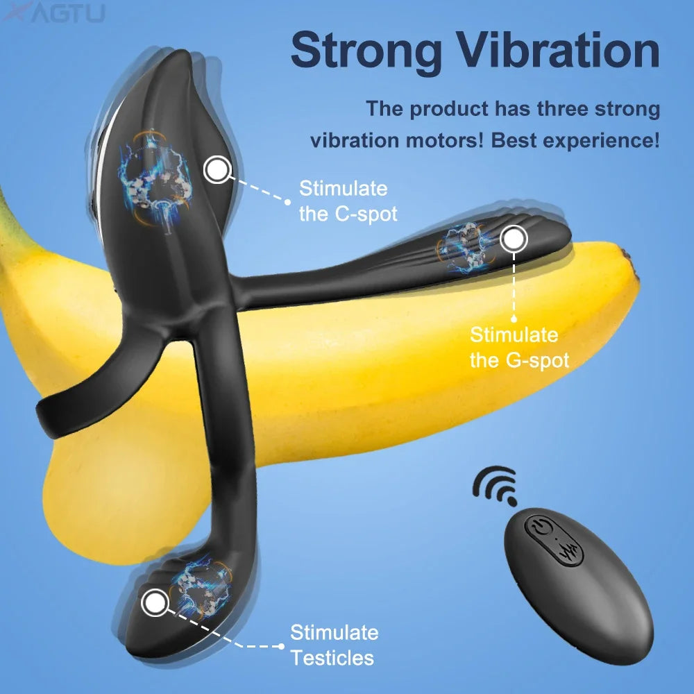 Cock Ring Vibrant pour Hommes - Retard d’Éjaculation | Stimulation du Clitoris, Point G et Anal | Sextoy Couple