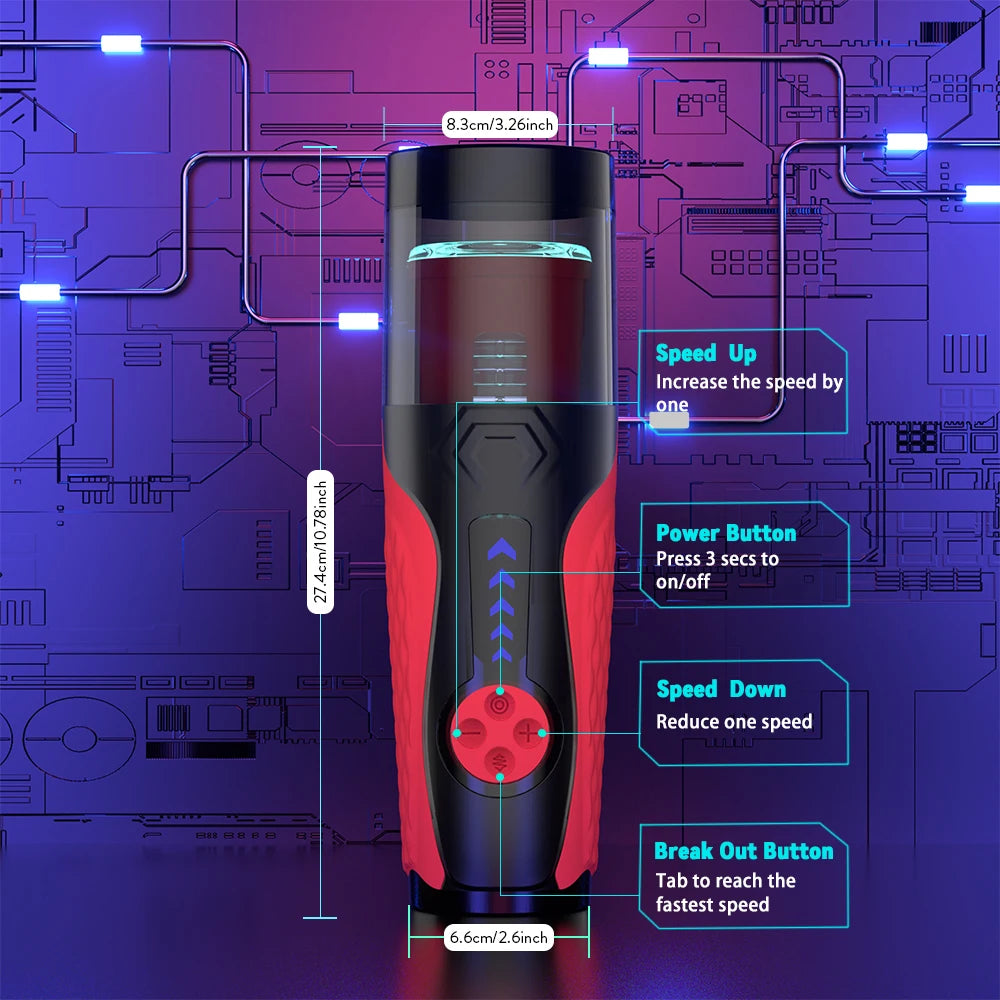 Masturbateur Téléscopique Automatique – Cup Vibrante à Poussée et Rotation pour Homme