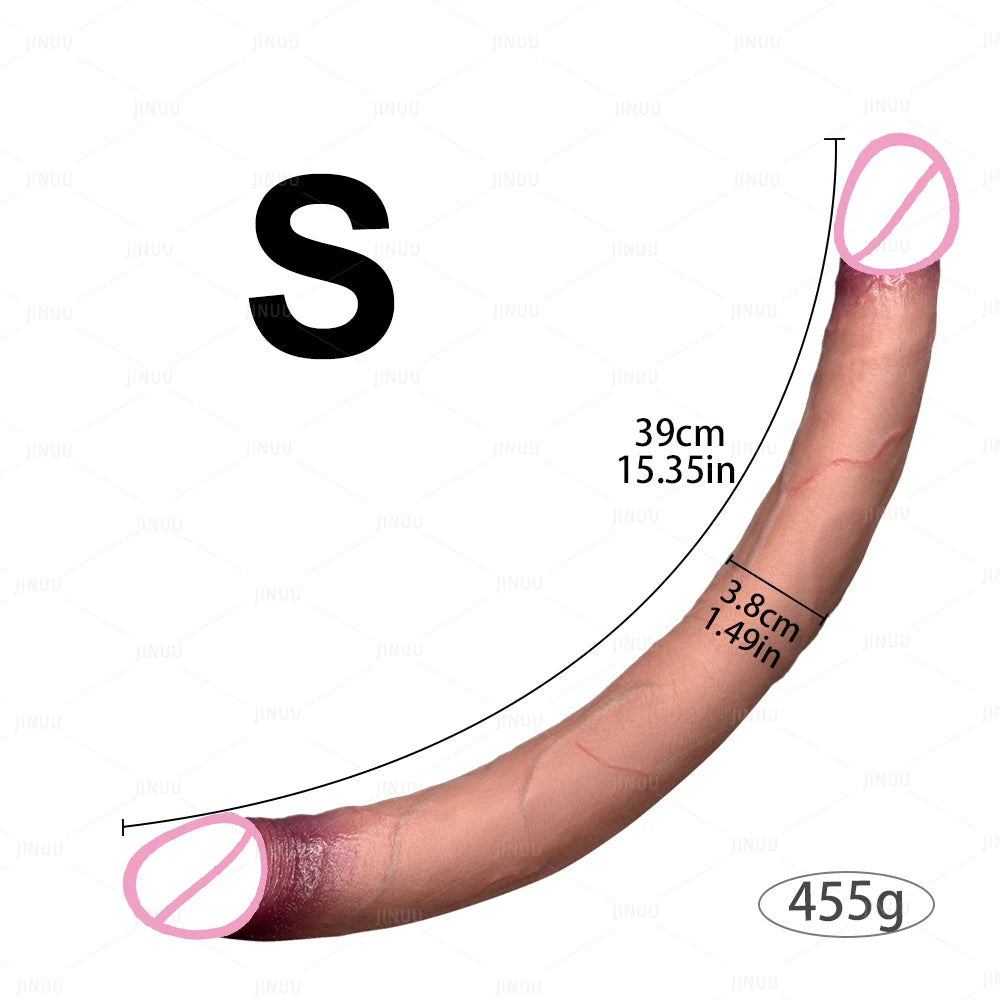 Double Dildo Réaliste 48,5 cm – Sextoy Long en Silicone Liquide pour Stimulation Vaginale et Anale, Usage en Couple ou Solo