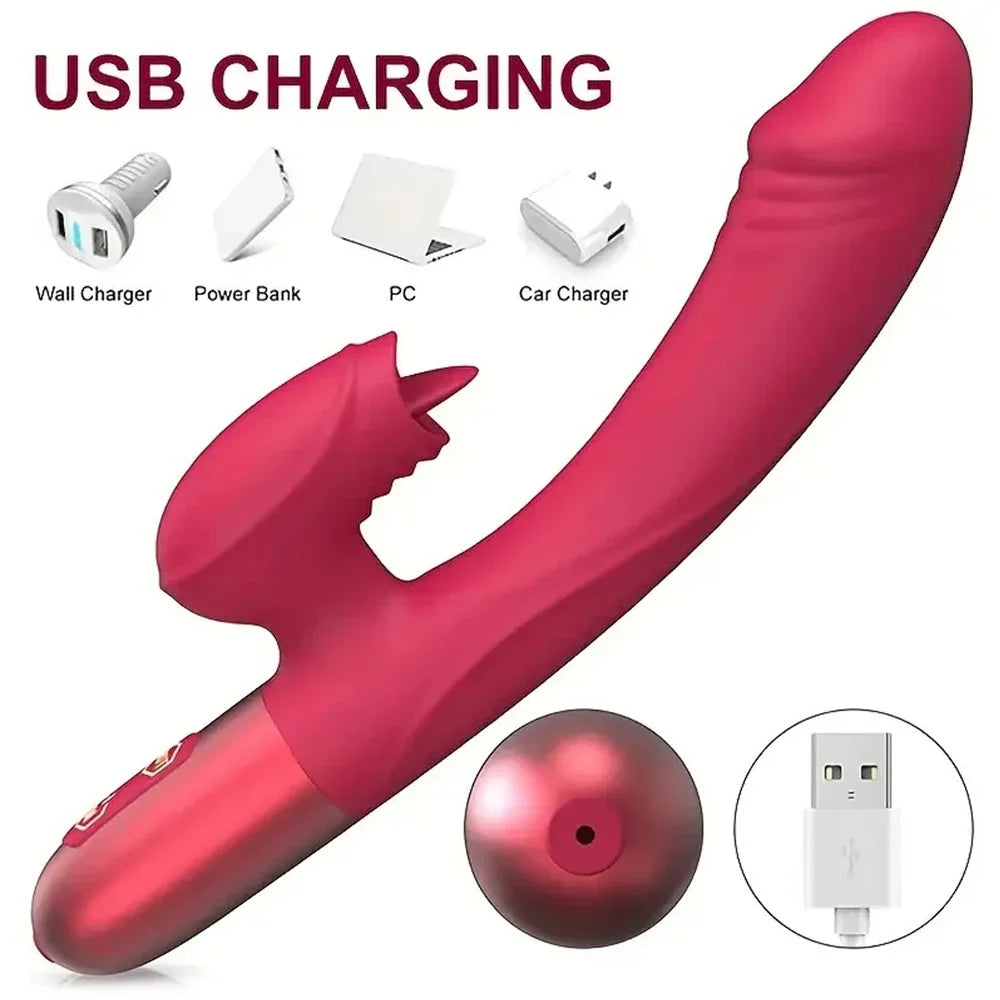 Vibromasseur Puissant avec Effet Langue – Stimulation Clitoridienne & Point G